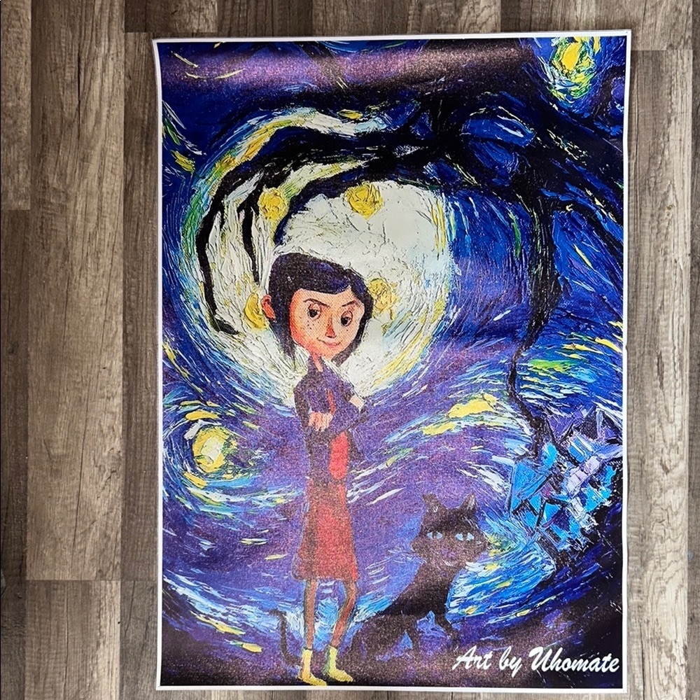 Starry Night Inspired Coraline Art canvas Poster